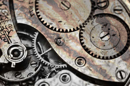 Rusty old gear mechanism. For conceptual projects, for example, the collapse of the economy, crisis, etc. Design minimalism, Retro style. の写真素材