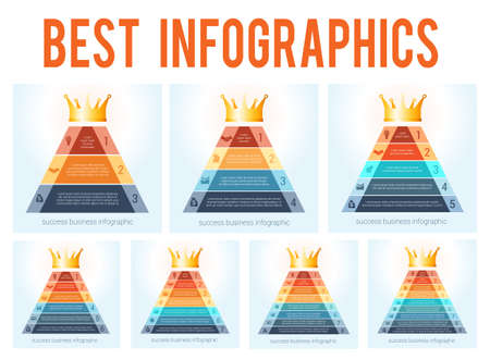 Set Templates. Business Modern 7 Infographics for 3, 4, 5, 6, 7, 8, 9 steps.の写真素材