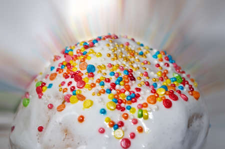Easter cake, colorful decoration  close-up.の写真素材