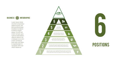 Business process infographic template. Pyramid for 6 text areas. Eye of Providence. Ð¡oncept of successful financial activities. Green tintのイラスト素材