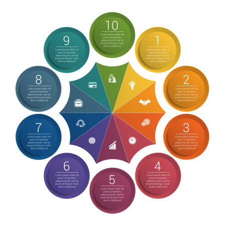 Infographic. Colorful template. 10 positions.のイラスト素材