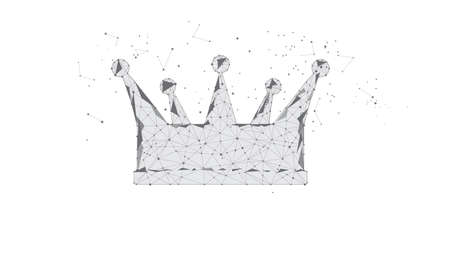 Crown, crown from triangles and luminous points. background white. Vector polygonal illustration.のイラスト素材