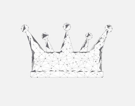 Crown, crown from triangles and luminous points. background white. polygonal illustration.の写真素材