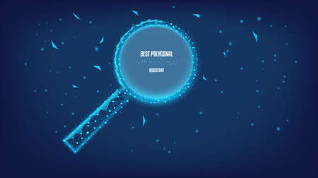 Polygonal magnifier on dark blue skyのイラスト素材