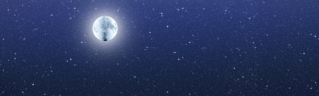 Bright moon in the night starry skyの写真素材