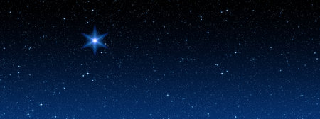 Bright Christmas star in the starry sky