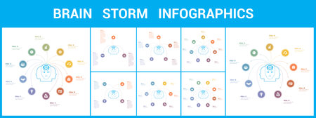 Brainstorm infographics. Templates for options, parts, or processes. Arrows from head of the person, place for the textのイラスト素材