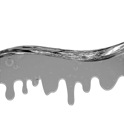 Black and white oil flows isolated for the projects; oil, honey, beer or other variants, area for textの写真素材