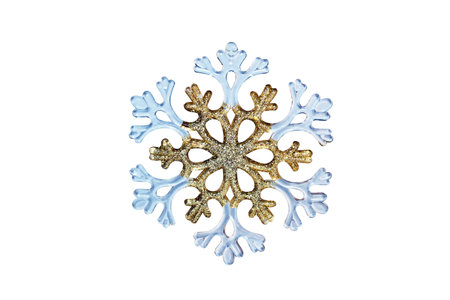 Christmas decoration snowflake isolated on white backgroundの写真素材
