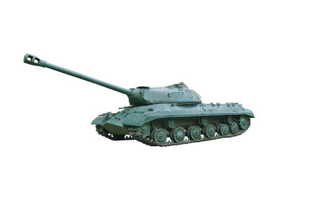 Old military tank isolated on white backgroundの写真素材
