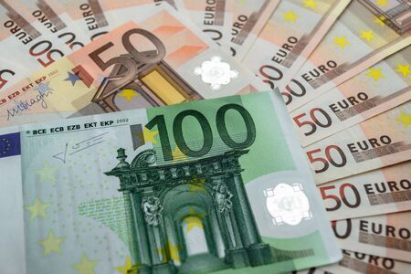 euro banknotes close upの写真素材