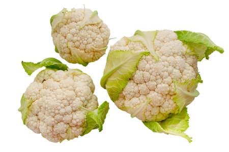 cauliflower close-up on a white backgroundの写真素材