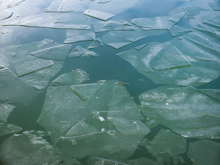 creative ideas for the background. ice on the river close up