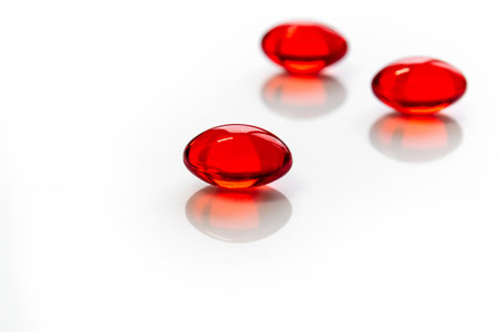 red pills on a white tableの写真素材