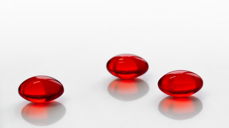 red pills on a white tableの写真素材