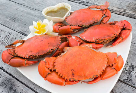 Steamed crab with  spicy sauceの写真素材