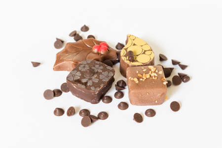 chocolate on white backgroundの写真素材