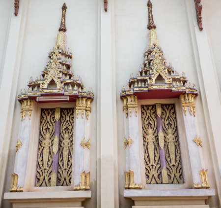 Traditional Thai style window templeの写真素材