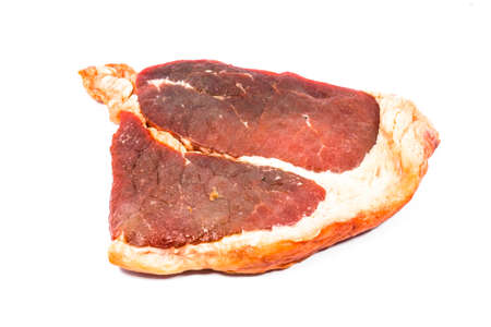 Cut of beef steak on white Isolatedの写真素材