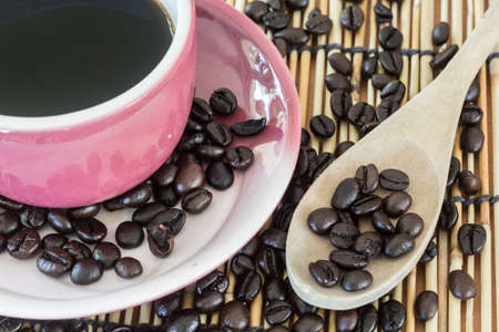Black coffee on the tableの写真素材