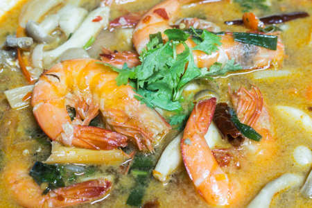 Tom Yum Kung , Spicy Soup with Shrimp, Thailand foodの写真素材