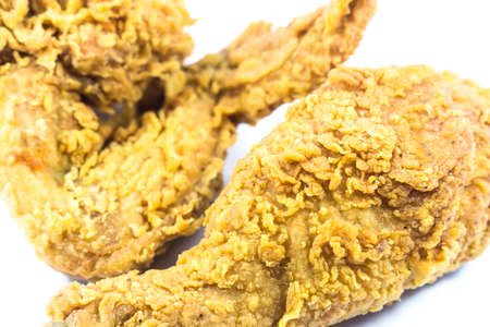 Fried chicken isolated on white backgroundの写真素材
