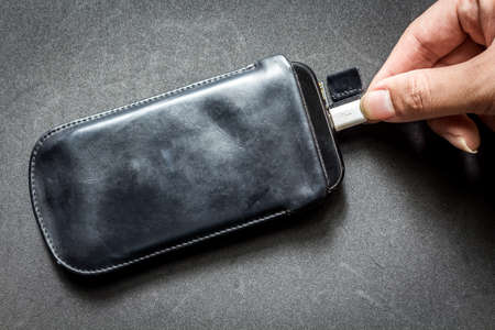 Smartphone with chargerの写真素材