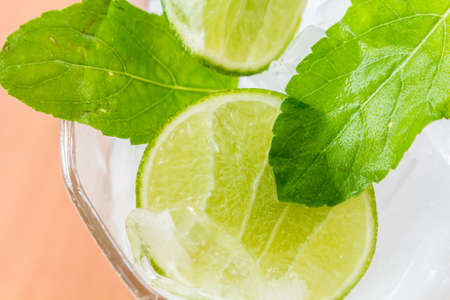 Slices of lime with iceの写真素材