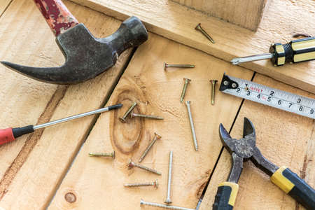 Workplace with construction toolsの写真素材
