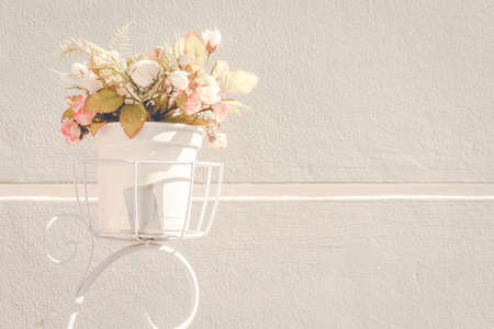 Flower bouquet on white wall background,vintageの写真素材