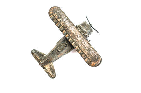 Old toy helicopter isolated on a white backgroundの写真素材