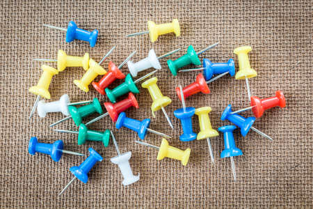 Pins on brown cork boardの写真素材