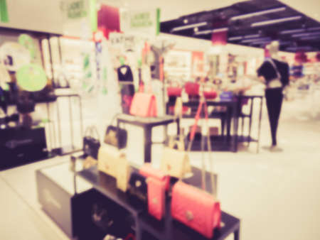 Fashion shoes and bags shopping mall store on blur backgroundの写真素材