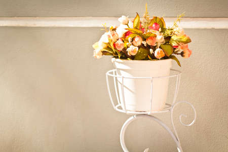 Flower bouquet on white wall background,vintageの写真素材
