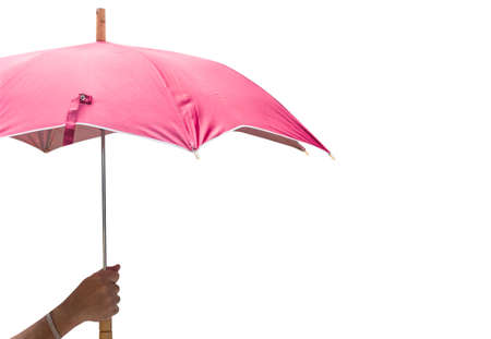 Hand holding a umbrella  isolated on white background. This has clipping pathの写真素材