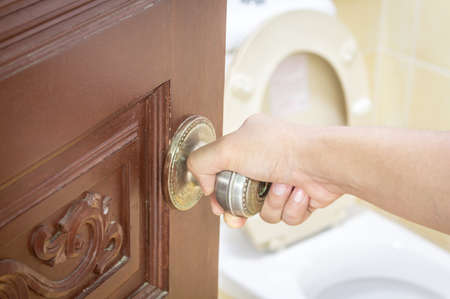 Opened door with toilet roomの写真素材