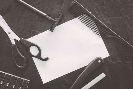 Professional hairdresser tools with copy spaceの写真素材