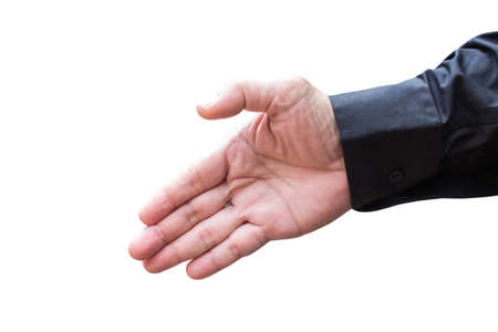 Businessman showing hand gesture isolated on white background. This has clipping pathの写真素材