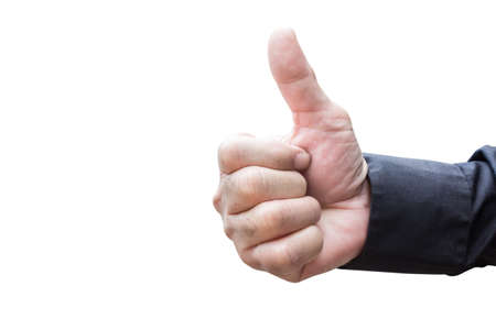 Businessman showing hand  thumbs up isolated on white background. This has clipping pathの写真素材
