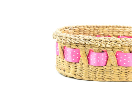 Wooden basket  isolated on white backgroundの写真素材