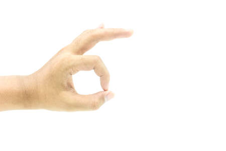 Hand OK sign isolated on white backgroundの写真素材