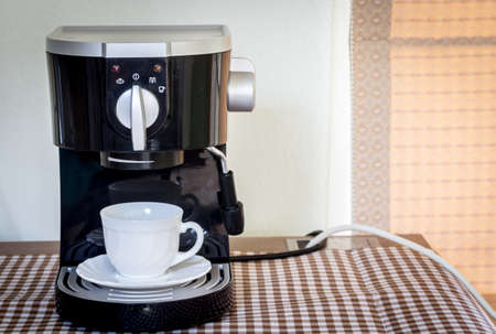 Coffee machine and cup coffeeの写真素材