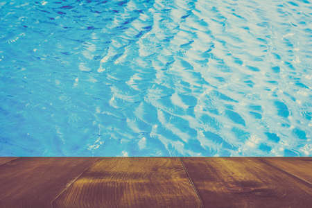 Empty wooden with swimming poolの写真素材