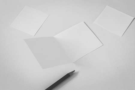 Blank card on grey backgroundの写真素材