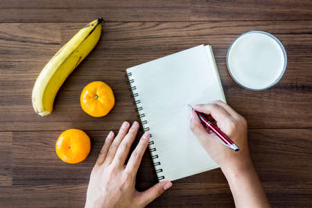 Fruit diet and milk - healthy eating concept