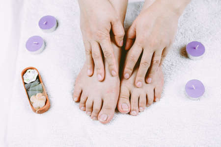 Female feet in spa massagesの写真素材