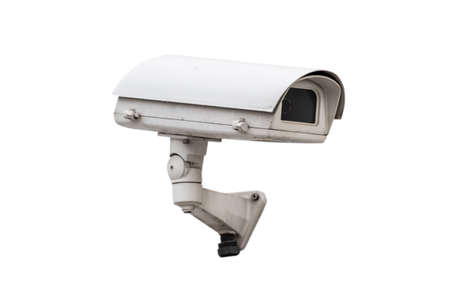 CCTV security camera isolated on white backgroundの写真素材