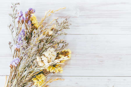 Dried flower on wooden backgroundの写真素材