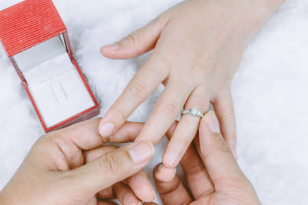 Man and woman with wedding ring