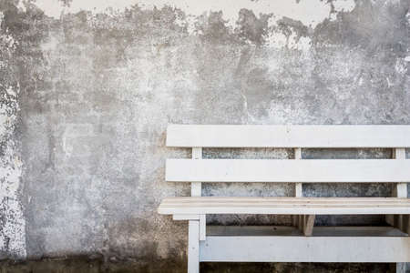 White Wooden Chairs with wallの写真素材